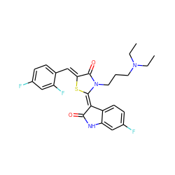 CCN(CC)CCCn1c(=O)/c(=C/c2ccc(F)cc2F)s/c1=C1\C(=O)Nc2cc(F)ccc21 ZINC000101748665