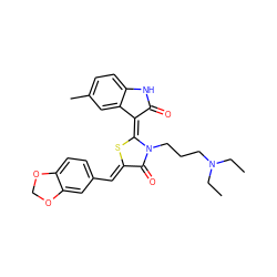 CCN(CC)CCCn1c(=O)/c(=C/c2ccc3c(c2)OCO3)s/c1=C1/C(=O)Nc2ccc(C)cc21 ZINC000072178517