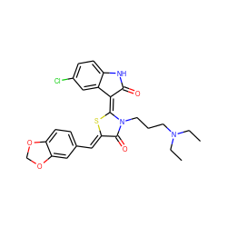 CCN(CC)CCCn1c(=O)/c(=C/c2ccc3c(c2)OCO3)s/c1=C1/C(=O)Nc2ccc(Cl)cc21 ZINC000072178290