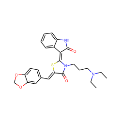 CCN(CC)CCCn1c(=O)/c(=C/c2ccc3c(c2)OCO3)s/c1=C1/C(=O)Nc2ccccc21 ZINC000072178772