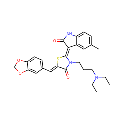 CCN(CC)CCCn1c(=O)/c(=C/c2ccc3c(c2)OCO3)s/c1=C1\C(=O)Nc2ccc(C)cc21 ZINC000101743964