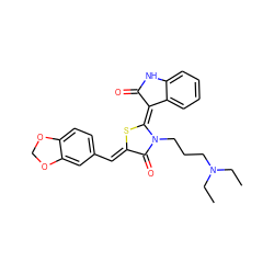 CCN(CC)CCCn1c(=O)/c(=C/c2ccc3c(c2)OCO3)s/c1=C1\C(=O)Nc2ccccc21 ZINC000101750349