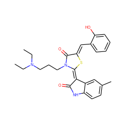 CCN(CC)CCCn1c(=O)/c(=C/c2ccccc2O)s/c1=C1/C(=O)Nc2ccc(C)cc21 ZINC000072178298