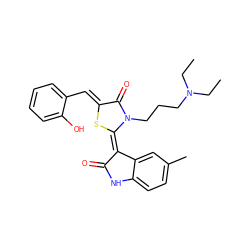 CCN(CC)CCCn1c(=O)/c(=C/c2ccccc2O)s/c1=C1\C(=O)Nc2ccc(C)cc21 ZINC000101747734