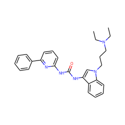 CCN(CC)CCCn1cc(NC(=O)Nc2cccc(-c3ccccc3)n2)c2ccccc21 ZINC000071315806