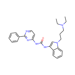 CCN(CC)CCCn1cc(NC(=O)Nc2ccnc(-c3ccccc3)n2)c2ccccc21 ZINC000071329470