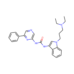 CCN(CC)CCCn1cc(NC(=O)Nc2cncc(-c3ccccc3)n2)c2ccccc21 ZINC000071317617