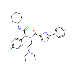 CCN(CC)CCN(C(=O)c1ccc(-c2ccccc2)[nH]1)[C@H](C(=O)NC1CCCCC1)c1ccc(F)cc1 ZINC000006511795