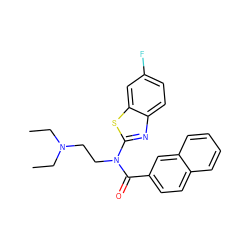 CCN(CC)CCN(C(=O)c1ccc2ccccc2c1)c1nc2ccc(F)cc2s1 ZINC000011612416