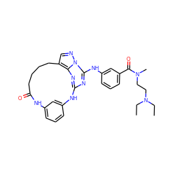 CCN(CC)CCN(C)C(=O)c1cccc(Nc2nc3nc4c(cnn24)CCCCC(=O)Nc2cccc(c2)N3)c1 ZINC000029129198