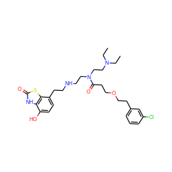 CCN(CC)CCN(CCNCCc1ccc(O)c2[nH]c(=O)sc12)C(=O)CCOCCc1cccc(Cl)c1 ZINC000043152353