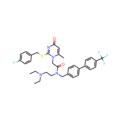 CCN(CC)CCN(Cc1ccc(-c2ccc(C(F)(F)F)cc2)cc1)C(=O)Cn1c(C)cc(=O)nc1SCc1ccc(F)cc1 ZINC000026006651