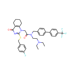 CCN(CC)CCN(Cc1ccc(-c2ccc(C(F)(F)F)cc2)cc1)C(=O)Cn1c(SCc2ccc(F)cc2)nc(=O)c2c1CCCC2 ZINC000026008150