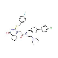 CCN(CC)CCN(Cc1ccc(-c2ccc(Cl)cc2)cc1)C(=O)Cn1c(SCc2ccc(F)cc2)nc(=O)c2c1CCC2 ZINC000026013166