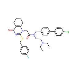 CCN(CC)CCN(Cc1ccc(-c2ccc(Cl)cc2)cc1)C(=O)Cn1c(SCc2ccc(F)cc2)nc(=O)c2c1CCCC2 ZINC000026008722