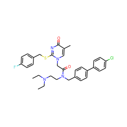 CCN(CC)CCN(Cc1ccc(-c2ccc(Cl)cc2)cc1)C(=O)Cn1cc(C)c(=O)nc1SCc1ccc(F)cc1 ZINC000026008143