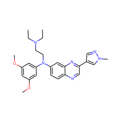 CCN(CC)CCN(c1cc(OC)cc(OC)c1)c1ccc2ncc(-c3cnn(C)c3)nc2c1 ZINC000204150653