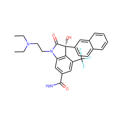 CCN(CC)CCN1C(=O)[C@@](O)(c2ccc3ccccc3c2)c2c1cc(C(N)=O)cc2C(F)(F)F ZINC000013471162