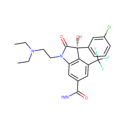 CCN(CC)CCN1C(=O)[C@@](O)(c2cccc(Cl)c2)c2c1cc(C(N)=O)cc2C(F)(F)F ZINC000028337265