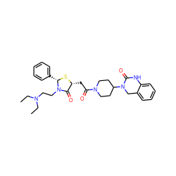 CCN(CC)CCN1C(=O)[C@@H](CC(=O)N2CCC(N3Cc4ccccc4NC3=O)CC2)S[C@H]1c1ccccc1 ZINC000103267632