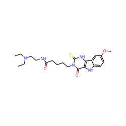 CCN(CC)CCNC(=O)CCCCn1c(=S)[nH]c2c([nH]c3ccc(OC)cc32)c1=O ZINC000100449644