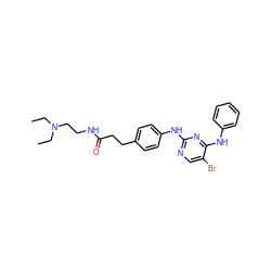 CCN(CC)CCNC(=O)CCc1ccc(Nc2ncc(Br)c(Nc3ccccc3)n2)cc1 ZINC000203004142