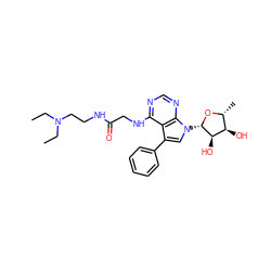 CCN(CC)CCNC(=O)CNc1ncnc2c1c(-c1ccccc1)cn2[C@@H]1O[C@H](C)[C@@H](O)[C@H]1O ZINC000013676902