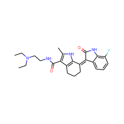 CCN(CC)CCNC(=O)c1c(C)[nH]c2c1CCC/C2=C1/C(=O)Nc2c(F)cccc21 ZINC000096284778