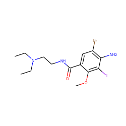 CCN(CC)CCNC(=O)c1cc(Br)c(N)c(I)c1OC ZINC000013814384