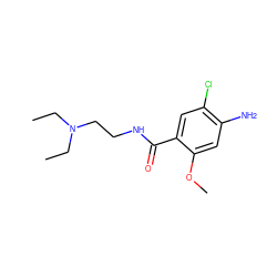 CCN(CC)CCNC(=O)c1cc(Cl)c(N)cc1OC ZINC000001530716