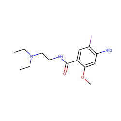 CCN(CC)CCNC(=O)c1cc(I)c(N)cc1OC ZINC000013814391