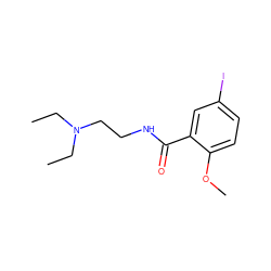 CCN(CC)CCNC(=O)c1cc(I)ccc1OC ZINC000013814402