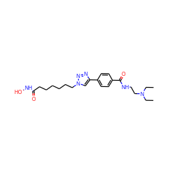 CCN(CC)CCNC(=O)c1ccc(-c2cn(CCCCCCC(=O)NO)nn2)cc1 ZINC001772605683