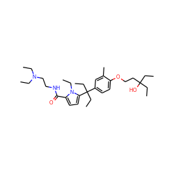 CCN(CC)CCNC(=O)c1ccc(C(CC)(CC)c2ccc(OCCC(O)(CC)CC)c(C)c2)n1CC ZINC001772621450