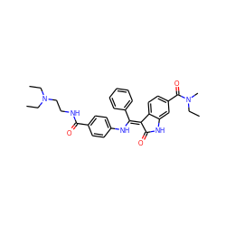 CCN(CC)CCNC(=O)c1ccc(N/C(=C2\C(=O)Nc3cc(C(=O)N(C)CC)ccc32)c2ccccc2)cc1 ZINC000101372871