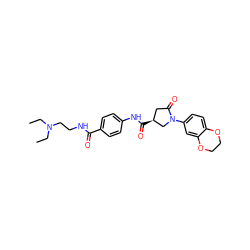 CCN(CC)CCNC(=O)c1ccc(NC(=O)[C@H]2CC(=O)N(c3ccc4c(c3)OCCO4)C2)cc1 ZINC000013007442