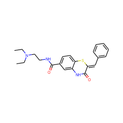 CCN(CC)CCNC(=O)c1ccc2c(c1)NC(=O)/C(=C/c1ccccc1)S2 ZINC000003059488