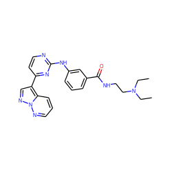 CCN(CC)CCNC(=O)c1cccc(Nc2nccc(-c3cnn4ncccc34)n2)c1 ZINC000040972412