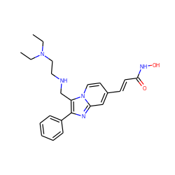 CCN(CC)CCNCc1c(-c2ccccc2)nc2cc(/C=C/C(=O)NO)ccn12 ZINC000136843002