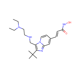 CCN(CC)CCNCc1c(C(C)(C)C)nc2cc(/C=C/C(=O)NO)ccn12 ZINC000136831903