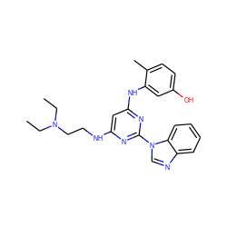 CCN(CC)CCNc1cc(Nc2cc(O)ccc2C)nc(-n2cnc3ccccc32)n1 ZINC000016052129