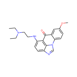 CCN(CC)CCNc1ccc2ncn3c4ccc(OC)cc4c(=O)c1c23 ZINC000005723873