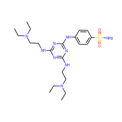 CCN(CC)CCNc1nc(NCCN(CC)CC)nc(Nc2ccc(S(N)(=O)=O)cc2)n1 ZINC000028470241