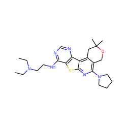 CCN(CC)CCNc1ncnc2c1sc1nc(N3CCCC3)c3c(c12)CC(C)(C)OC3 ZINC000020057171