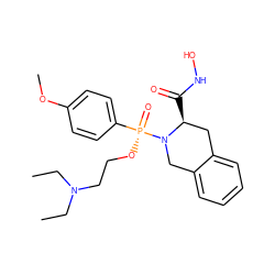 CCN(CC)CCO[P@@](=O)(c1ccc(OC)cc1)N1Cc2ccccc2C[C@@H]1C(=O)NO ZINC000013472482