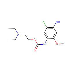 CCN(CC)CCOC(=O)Nc1cc(Cl)c(N)cc1OC ZINC000013762235