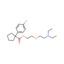 CCN(CC)CCOCCOC(=O)C1(c2ccc(Cl)cc2)CCCC1 ZINC000013737817