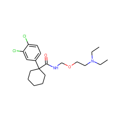 CCN(CC)CCOCNC(=O)C1(c2ccc(Cl)c(Cl)c2)CCCCC1 ZINC000026380311