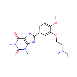 CCN(CC)CCOc1cc(-c2nc3c([nH]2)c(=O)n(C)c(=O)n3C)ccc1OC ZINC000042888590