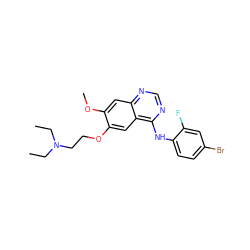 CCN(CC)CCOc1cc2c(Nc3ccc(Br)cc3F)ncnc2cc1OC ZINC000084634471